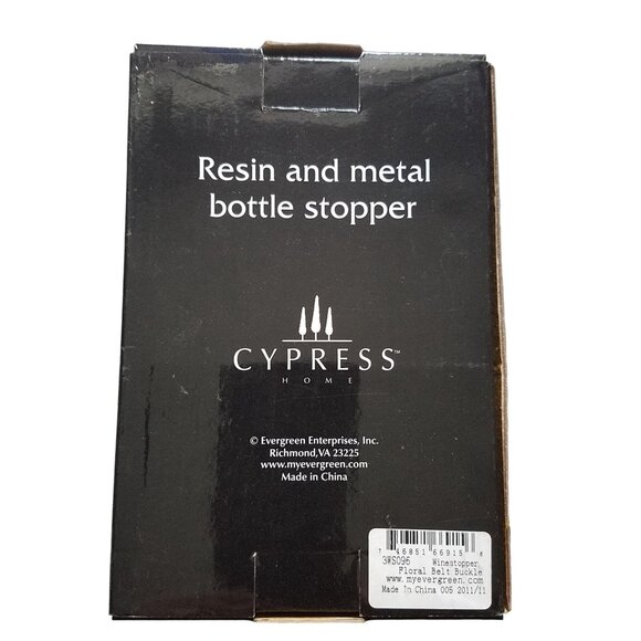 Found Object Wine Bottle Stopper Floral Belt Buckle Oval Resin Metal 5" Tall Top - Picture 5 of 9